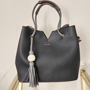 Pixie Mood Vegan Leather Black and Gray Hobo Style Bag